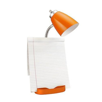 Limelights Gooseneck Organizer Desk Lamp With Ipad Tablet Stand Book Holder And Charging Outlet, Orange