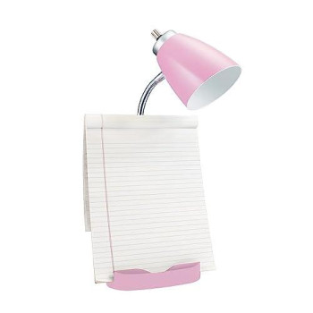 Limelights Gooseneck Organizer Desk Lamp With Ipad Tablet Stand Book Holder And Charging Outlet, Pink