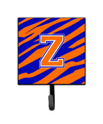 Caroline'S Treasures Cj1023-Zsh4 Letter Z Initial Monogram-Tiger Stripe-Blue Orange Leash Holder Or Key Hook, Small, Multicolor