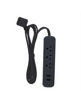 Powerstrip 3Out 2Usb Blk