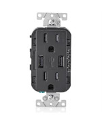 Outlet/Usb Chgr 15A Blk