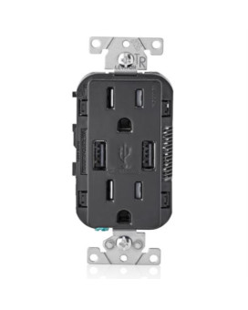 Outlet/Usb Chgr 15A Blk