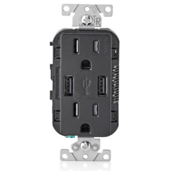 Outlet/Usb Chgr 15A Blk