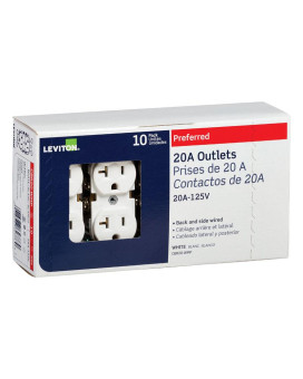 Outlet Dplx 20A Wht 10Pk