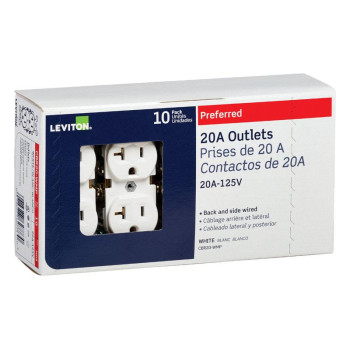 Outlet Dplx 20A Wht 10Pk