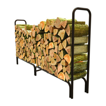 Log Rack Black Steel 8Ft