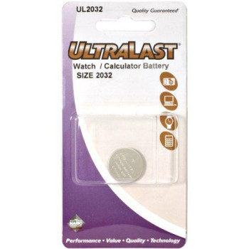 Ultralast Ul2032 Ul2032 Cr2032 Lithium Coin Cell Battery, Metallic, Standard