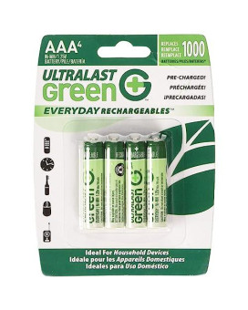 Ultralast Ulged4Aaa Aaa 4 Pack Green Precharged Ready-To-Use Rechargeable Batteries (Discontinued By Manufacturer)