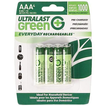 Ultralast Ulged4Aaa Aaa 4 Pack Green Precharged Ready-To-Use Rechargeable Batteries (Discontinued By Manufacturer)