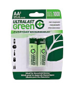 Ultralast Ulghp2Aa Aa Green High-Power Rechargeable Batteries, 2-Pack