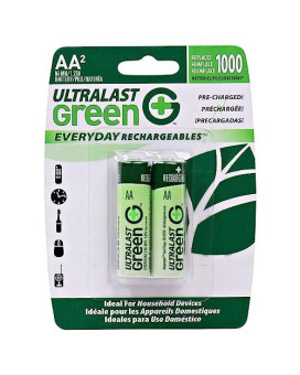 Ultralast Ulghp2Aa Aa Green High-Power Rechargeable Batteries, 2-Pack