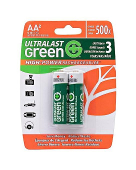 Ultralast Ulghp2Aaa Green High-Power Rechargeables Aaa Nimh Batteries, 2 Pk