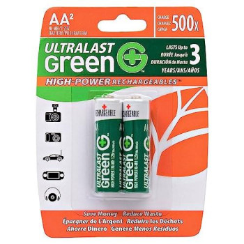 Ultralast Ulghp2Aaa Green High-Power Rechargeables Aaa Nimh Batteries, 2 Pk