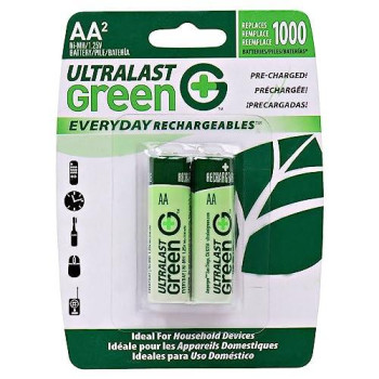 Ultralast Ulghp2Aa Aa Green High-Power Rechargeable Batteries, 2-Pack