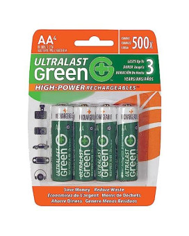 Ultralast Green High Power/Capacity Nimh 4-Pack Aa.