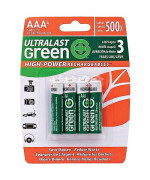 Ultralast Ulghp4Aaa Aaa Green High-Power Rechargeable Battery - Retail Packaging (4-Pack)