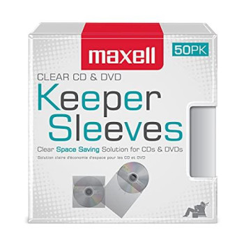 Maxell Cd/Dvd Keeper Sleeves - Clear (50 Pack)