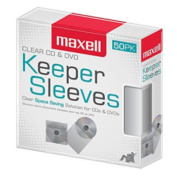 Maxell Cd/Dvd Keeper Sleeves - Clear (50 Pack)