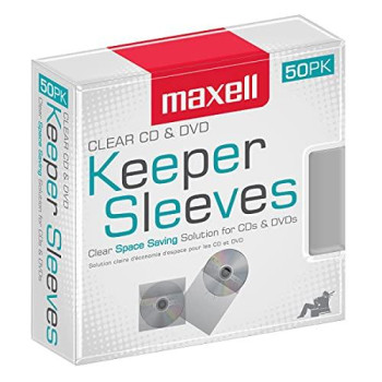 Maxell Cd/Dvd Keeper Sleeves - Clear (50 Pack)