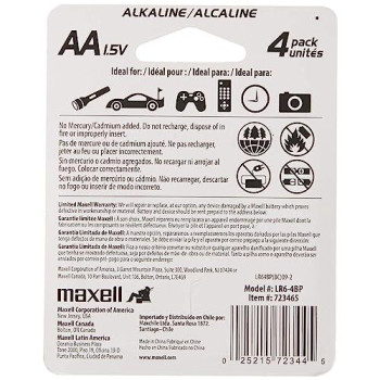 Maxell 723465 Ready-To-Go Long Lasting And Reliable Alkaline Aa Battery 4-Pk