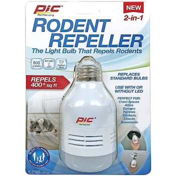 Pic Led-Rr 555 Lumens White 2-In-1 Sonic Rodent Repeller &Amp; Led