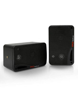 Pyle Outdoor Waterproof Wireless Bluetooth Speaker - 3.5 Inch Pair 3-Way Active Passive Weatherproof Wall, Ceiling Mount Dual Speakers System W/Heavy Duty Grill, Patio, Indoor Use Pdwr42Bbt (Black)