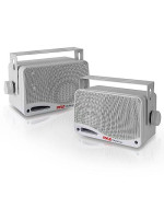 Outdoor Waterproof Wireless Bluetooth Speaker - 3.5 Inch Pair 3-Way Active Passive Weatherproof Wall, Ceiling Mount Dual Speakers System W/ Heavy Duty Grill, Patio, Indoor Use - Pyle Pdwr42Wbt (White)