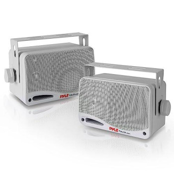 Outdoor Waterproof Wireless Bluetooth Speaker - 3.5 Inch Pair 3-Way Active Passive Weatherproof Wall, Ceiling Mount Dual Speakers System W/ Heavy Duty Grill, Patio, Indoor Use - Pyle Pdwr42Wbt (White)