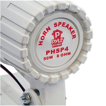 Indoor / Outdoor Pa Horn Speaker - 6 Portable Pa Speaker With 8 Ohms Impedance & 50 Watts Peak Power - Mounting Bracket & Hardware Included - Pyle Phsp4 White