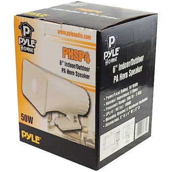 Indoor / Outdoor Pa Horn Speaker - 6 Portable Pa Speaker With 8 Ohms Impedance & 50 Watts Peak Power - Mounting Bracket & Hardware Included - Pyle Phsp4 White