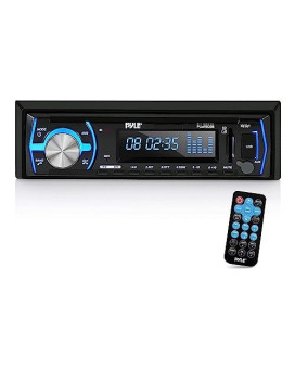 Pyle Marine Bluetooth Stereo Radio - 12V Single Din Style Boat In Dash Radio Receiver System With Built-In Mic, Digital Lcd, Rca, Mp3, Usb, Sd, Am Fm Radio - Remote Control - Plmrb29B (Black)