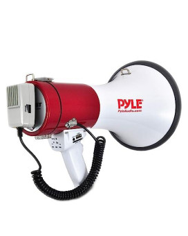 Portable Megaphone Speaker Pa Bullhorn - Built-In Siren, 50W Adjustable Volume Control & 1200 Yard Range - Ideal For Any Outdoor Sports, Cheerleading Fans & Coaches Or For Safety Drills - Pyle Pmp52Bt