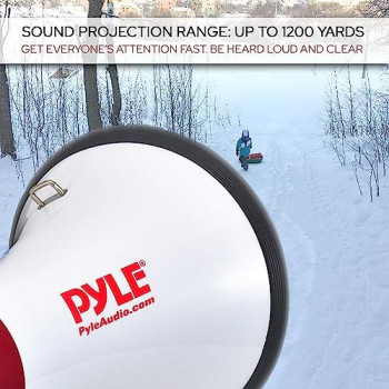 Portable Megaphone Speaker Pa Bullhorn - Built-In Siren, 50W Adjustable Volume Control & 1200 Yard Range - Ideal For Any Outdoor Sports, Cheerleading Fans & Coaches Or For Safety Drills - Pyle Pmp52Bt