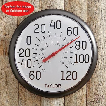 Taylor Precision Products Big And Bold Wall Thermometer, 13.25 Inch, Black