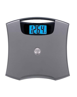 Taylor Precision Products Digital Scales For Body Weight, Extra High 440 Lb Capacity, Built In Handle, Jumbo Blue Readout, Durable Platform, 13.0 X 12.0 Inches, Silver Metallic