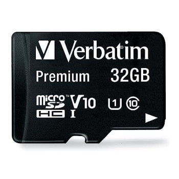 Verbatim 32Gb Premium Microsdhc Memory Card With Adapter, Uhs-I V10 U1 Class 10, Black (44083)