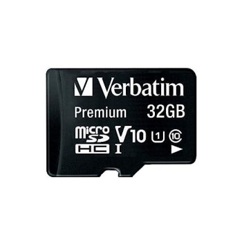 Verbatim 32Gb Premium Microsdhc Memory Card With Adapter, Uhs-I V10 U1 Class 10, Black (44083)