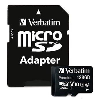 Verbatim 128Gb Premium Microsdxc Memory Card With Adapter, Uhs-I Class 10