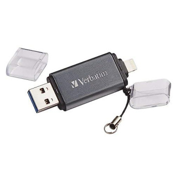 Verbatim 64Gb Store N Go Dual Usb 3.0 Flash Drive For Apple Lightning Devices - Graphite