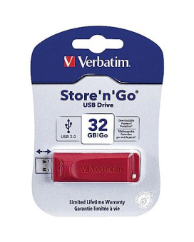 Verbatim Password Protection 32Gb Store 'N' Go Usb Drive, Red