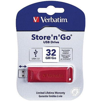 Verbatim Password Protection 32Gb Store 'N' Go Usb Drive, Red