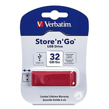 Verbatim Password Protection 32Gb Store 'N' Go Usb Drive, Red