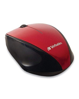 Verbatim Wireless Multi-Trac Mouse 2.4Ghz With Nano Receiver - Ergonomic, Blue Led, Portable Mouse For Mac And Windows - Red