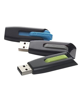 Verbatim 16Gb Store 'N' Go V3 Usb 3.0 Flash Drive - 3Pk - Blue, Green, Gray