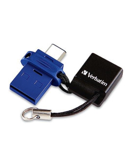 Verbatim Store 'N' Go Usb Flash Drive 3.0, Dual Usb, Usb C And Usb A, 16Gb, Blue