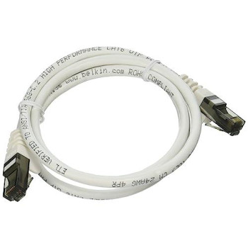 3Ft Cat6 Snagless Patch Cable, Utp, White Pvc Jacket, 23Awg, 50 Micron, Gold Pla