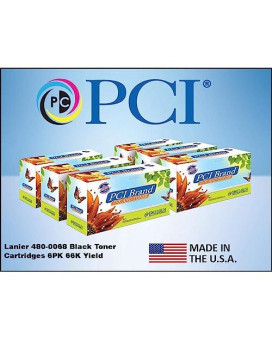 Pci Lanier 480-0068 66K 6-Pack Of Black Toner Cartridges For Lanier 5622 5627 56