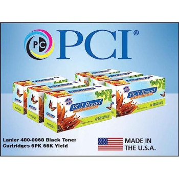 Pci Lanier 480-0068 66K 6-Pack Of Black Toner Cartridges For Lanier 5622 5627 56