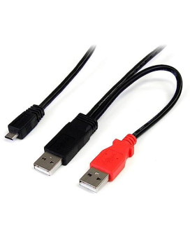 1 Ft Usb Y Cable For External Hard Drive - Dual Usb A To Micro B