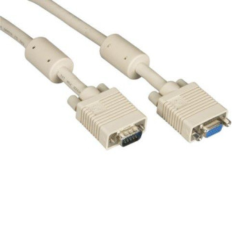 Vga Video Cable With Ferrite Core - Male/Female, Beige, 5-Ft. (1.5-M)